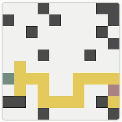 Threshold game board showing a yellow path of connected words
